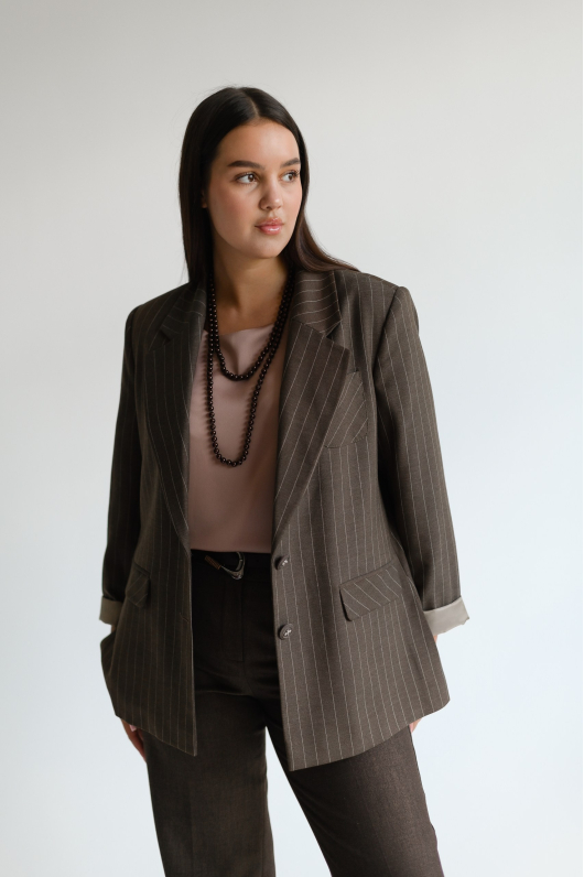 Жакет прямого кроя в полоску